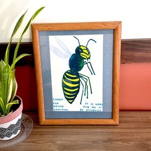 Sorry for Being Annoying Bee Canvas Art Print Framed David Shrigley Bumblebee